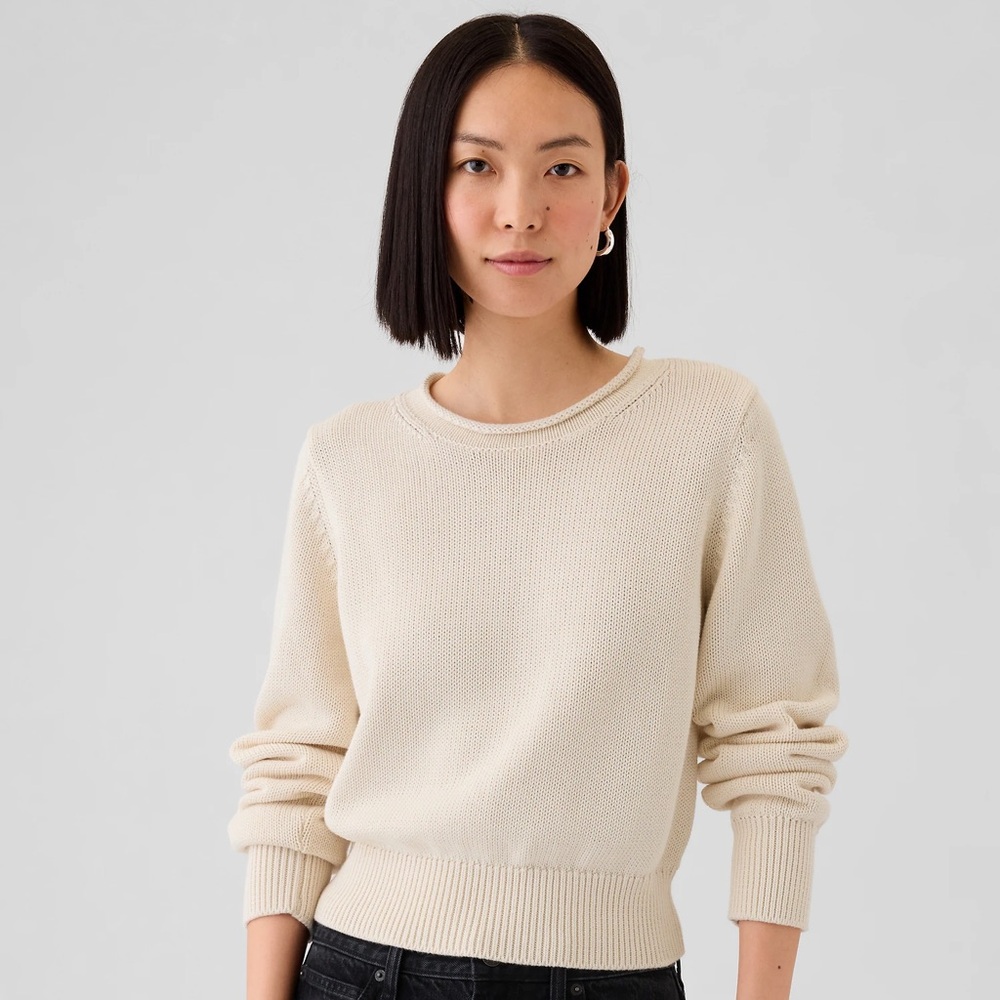 Gap Cotton Ivory Sweater Roll Neck